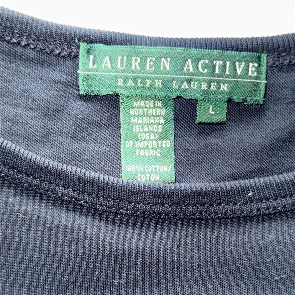 Vintage Lauren Active Ralph Lauren Black Long Sleeve T-Shirt White Crest Preppy - Picture 5 of 9